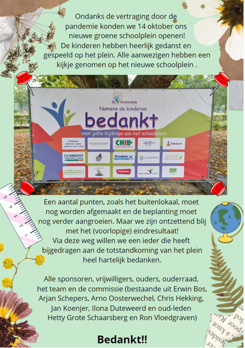 Bedankje aanleg schoolplein